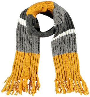 Sarlini Luxe okergele/grijze gebreide sjaal voor kinderen