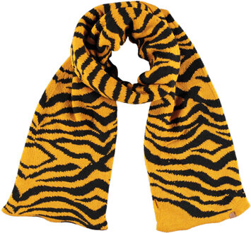 Sarlini Okergele/zwarte tijger/zebra strepen patroon sjaal/shawl voor meisjes - Winteraccessoires - Winterkleding/buitenkleding accessoires voor kinderen