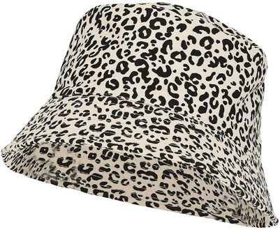Sarlini Verkleed Vissershoedje/zonnehoedje luipaardprint - wit - foute panter party - bucket hat