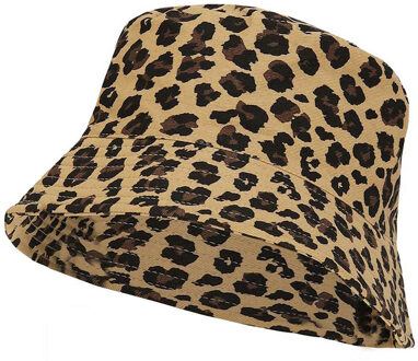 Sarlini Vissershoedje/zonnehoedje luipaardprint - bruin - one size - volwassenen - bucket hat