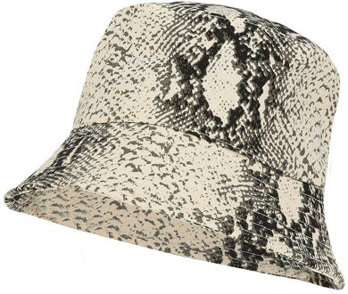 Sarlini Vissershoedje/zonnehoedje slangenprint - beige - one size - volwassenen - bucket hat