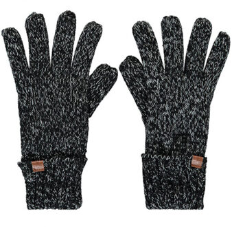 Sarlini Zwart/grijs gemeleerde gebreide handschoenen met fleece voering voor kinderen - One size