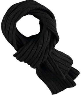 Sarlini Zwarte gebreide rib sjaal/shawl voor heren - Winteraccessoires - Winterkleding/buitenkleding accessoires voor volwassenen