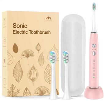 Sarmocare S700 Sonic Elektrische Tandenborstel 15 Modi Tanden Witter Oplaadbare Waterdichte Elektronische Dental Borstel Vervanging Heads S700pink en 2hoofd
