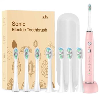 Sarmocare S700 Sonic Elektrische Tandenborstel 15 Modi Tanden Witter Oplaadbare Waterdichte Elektronische Dental Borstel Vervanging Heads S700pink en 8hoofd