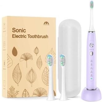 Sarmocare S700 Sonic Elektrische Tandenborstel 15 Modi Tanden Witter Oplaadbare Waterdichte Elektronische Dental Borstel Vervanging Heads S700purple en 2hoofd