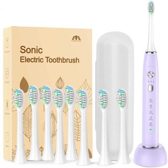 Sarmocare S700 Sonic Elektrische Tandenborstel 15 Modi Tanden Witter Oplaadbare Waterdichte Elektronische Dental Borstel Vervanging Heads S700purple en 8hoofd