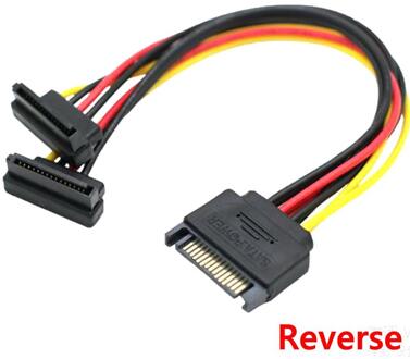 Sata Haakse 1 Naar 2 Manier 15Pin Sata Power Verlengkabel Male Naar Dual Vrouwelijke Sata Ssd Power Poort multiplier 20 Cm Beste Prijs Reverse