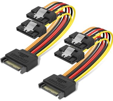 Sata Power Verlengkabel, 2 Pack 15 Pin Sata Man-vrouw Extender Cable Cord Adapter Voor Harde Schijf Schijf, Hdd, Ssd