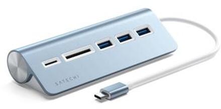 Satechi USB-C Aluminium USB Hub & Geheugenkaartlezer - Blauw