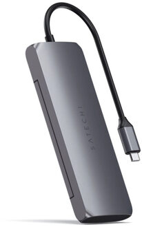 Satechi USB-C Hybrid Multiport Adapter met SSD aansluiting space gray Grijs (Space Gray)