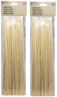 Sateprikkers - 200x - 30 cm - bamboe hout - spiezen - prikkers - bbq of grill spiesjes