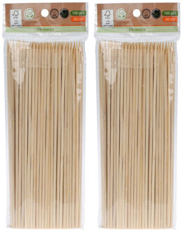Sateprikkers - 200x - bamboe hout - 20 cm - spiezen - satestokjes