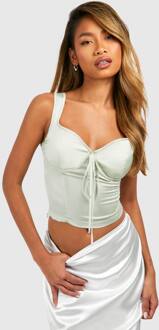 Satijn Corset Met Cup En Strikdetail, Sage - 44