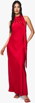 Satijn Drape Maxi Jurk, Red - 44