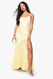 Satijn En Chiffon Mix Maxi-Jurk, Lemon - 44