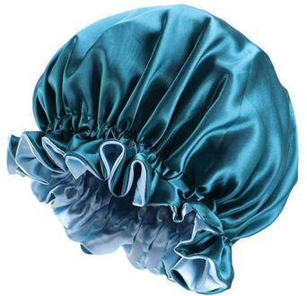 Satijn Motorkap Slaap Motorkap Cap Dubbele Laag Slapen Haar Motorkap blauw