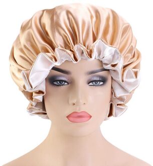 Satijn Motorkap Slaap Motorkap Cap Dubbele Laag Slapen Haar Motorkap khaki