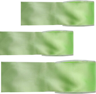 Satijn sierlint - 3x - groen - Hobby/decoratie cadeau lint - 2,5 cm x 25 meter