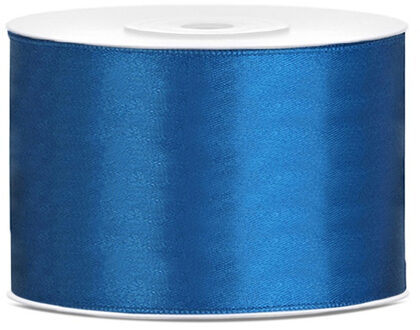 Satijn sierlint/cadeaulint - blauw - 5 cm x 25 meter - Inpakken - Versieren - Decoratie Kobalt blauw