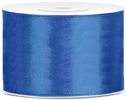 Satijn sierlint/cadeaulint - blauw - 5 cm x 25 meter - Inpakken - Versieren - Decoratie