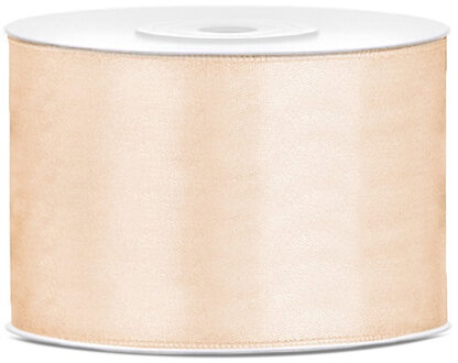 Satijn sierlint/cadeaulint - creme wit - 5 cm x 25 meter - Inpakken - Versieren - Decoratie