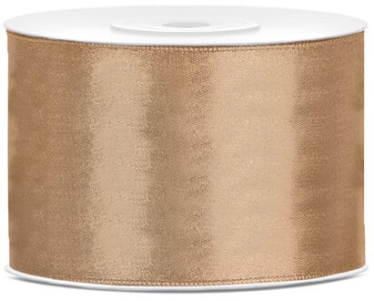 Satijn sierlint/cadeaulint - goud - 5 cm x 25 meter - Inpakken - Versieren - Decoratie Goudkleurig