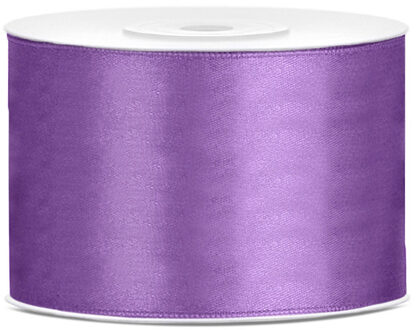Satijn sierlint/cadeaulint - paars - 5 cm x 25 meter - Inpakken - Versieren - Decoratie Amethist paars