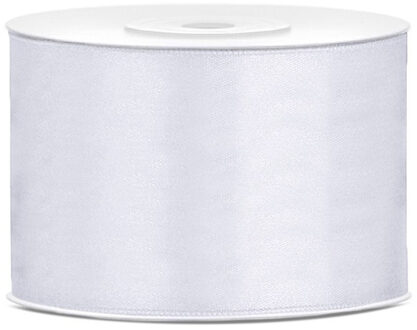 Satijn sierlint/cadeaulint - wit - 5 cm x 25 meter - Inpakken - Cadeaulinten