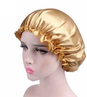 Satijn Slaap Cap Motorkap Voor Haar Styling Slapen Douche Cap Zijde Motorkap Vrouwen Nacht Elastische Band Head Cover Haarverzorging goud