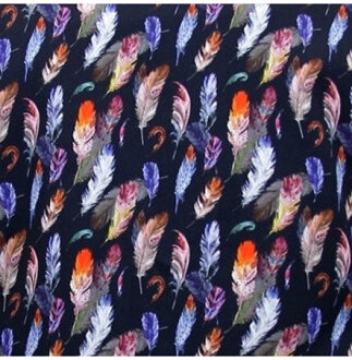 Satijn vogel veer print Zwart - M
