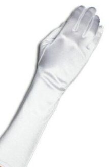 Satijnen Elleboog Lengte Handschoenen [Wit] Door Yabber-Voor Bruid/Bruid Dienstbode/