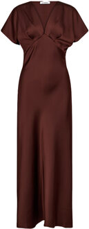 Satijnen maxi-jurk Safira  bruin - S,M,L,