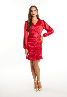 Satijnen mini-jurk Dames rood