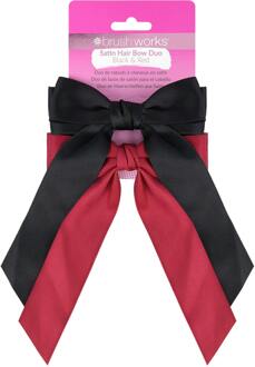 Satin Hair Bow Duo – Red and Black