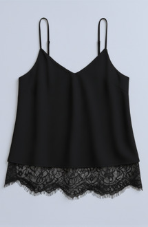 Satin Lace Top Zwart