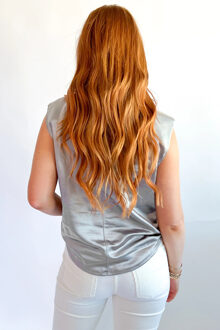Satin Mouwloze Top Lichtgrijs