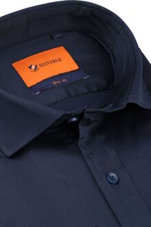 Satin Overhemd Navy Blauw - 38,39,40,41,42,43