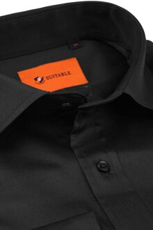 Satin Overhemd Zwart - 38,39,40,41,42,43