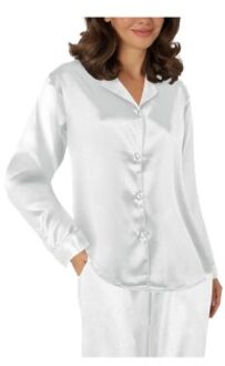 Satin Pyjama With Long Sleeves Zwart,Beige,Wit - X-Small,Small,Medium,Large,X-Large,XX-Large