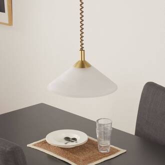 Saturn instelbare hanglamp in messinglook messing mat, albasten kleuren
