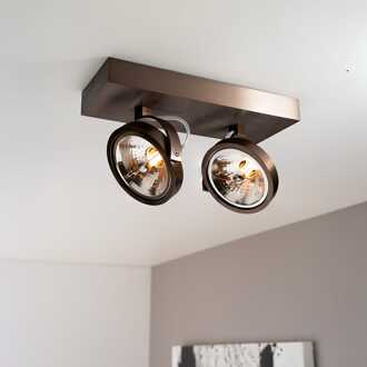 Saturno bronzo II by LUSENZ - 2-lichts plafondspot met kantelbare geborstelde bronzen basis en armatuur Geborsteld brons