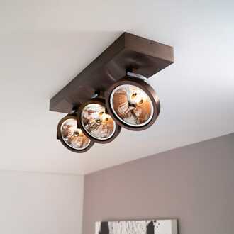 Saturno bronzo III by LUSENZ - 3-lichts plafondspot met kantelbare geborstelde bronzen basis en armatuur Geborsteld brons