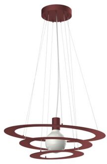 Saturno Hanglamp, 1x E27, Metaal, Rood Cowhide, D60cm
