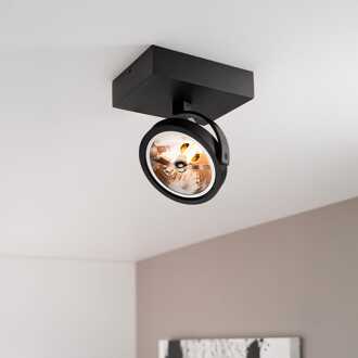 Saturno nero I by LUSENZ - Plafondspot met kantelbare matzwarte basis en armatuur Mat zwart