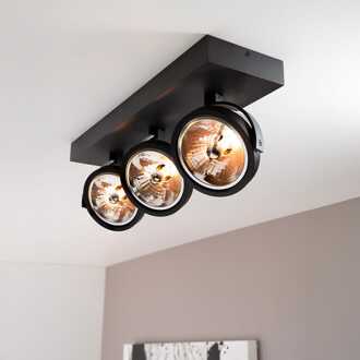 Saturno nero III by LUSENZ - 3-lichts plafondspot met kantelbare matzwarte basis en armatuur Mat zwart