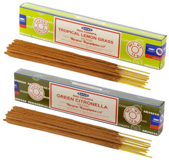 Satya Wierook cadeaus set - 2x geurstokjes - Citroengras en Citronella geur - Meditatie