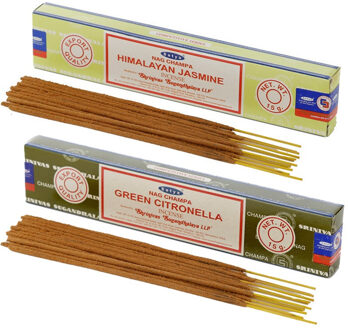 Satya Wierook cadeaus set - 2x geurstokjes - Jasmijn en Citronella geur - Meditatie