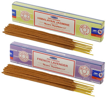 Satya Wierook cadeaus set - 2x geurstokjes - Jasmijn en Lavendel geur - Meditatie