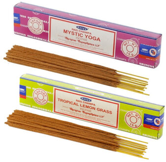 Satya Wierook cadeaus set - 2x geurstokjes - Mystic Yoga en Citroengras geur - Meditatie